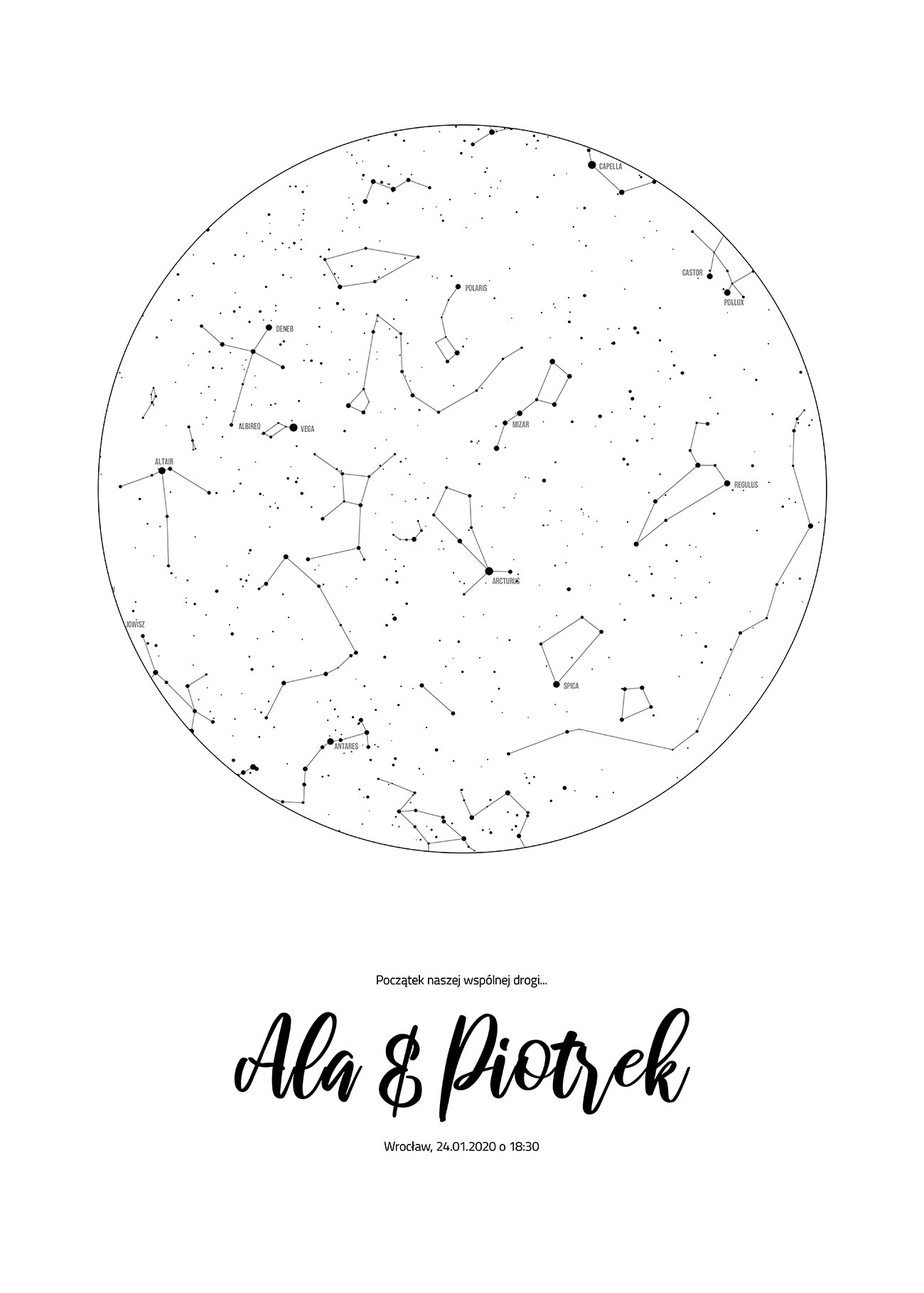 Mapa gwiazd - idealny prezent na ślub, rocznicę ślubu lub urodziny